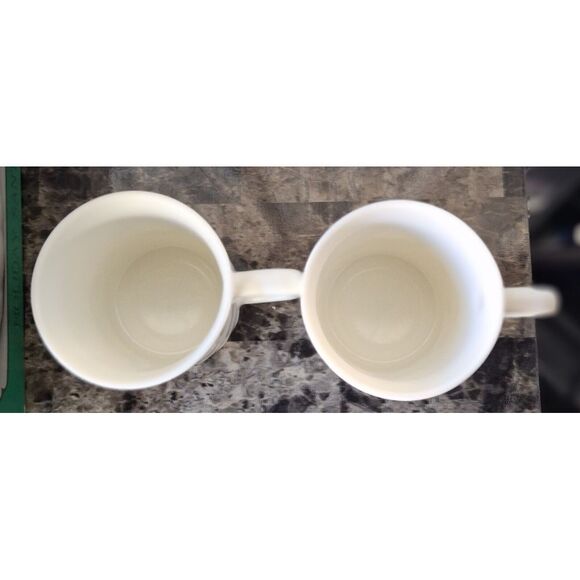 2 Vintage Salem Porcelle Christmas Tree Wreath Coffee Tea Cup Mug Made in France - Picture 2 of 8